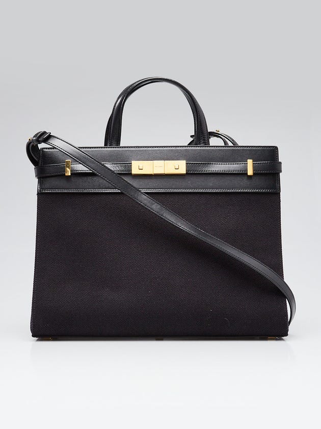 Yves Saint Laurent Black Canvas/Leather Manhattan Small Tote Bag