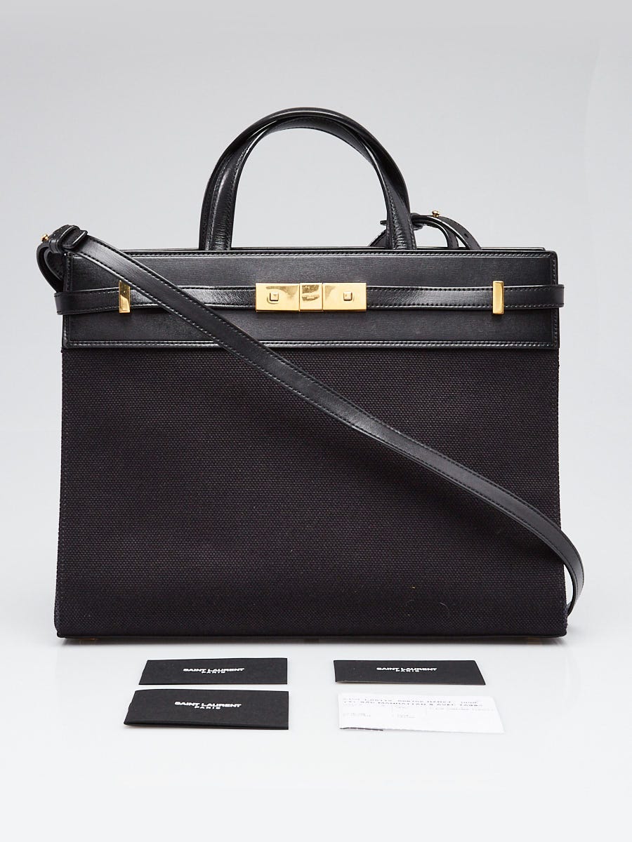 Yves Saint Laurent Black Canvas/Leather Manhattan Small Tote Bag