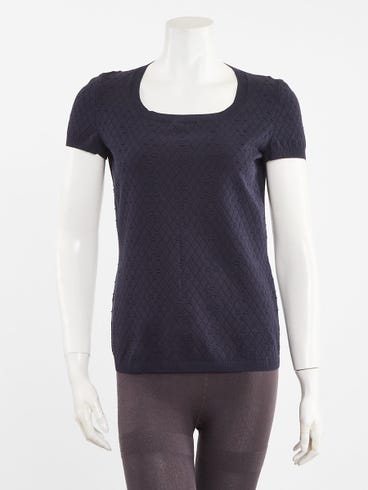 Chanel Cotton/Nylon Quilted Short Sleeve Blouse Size 4/38