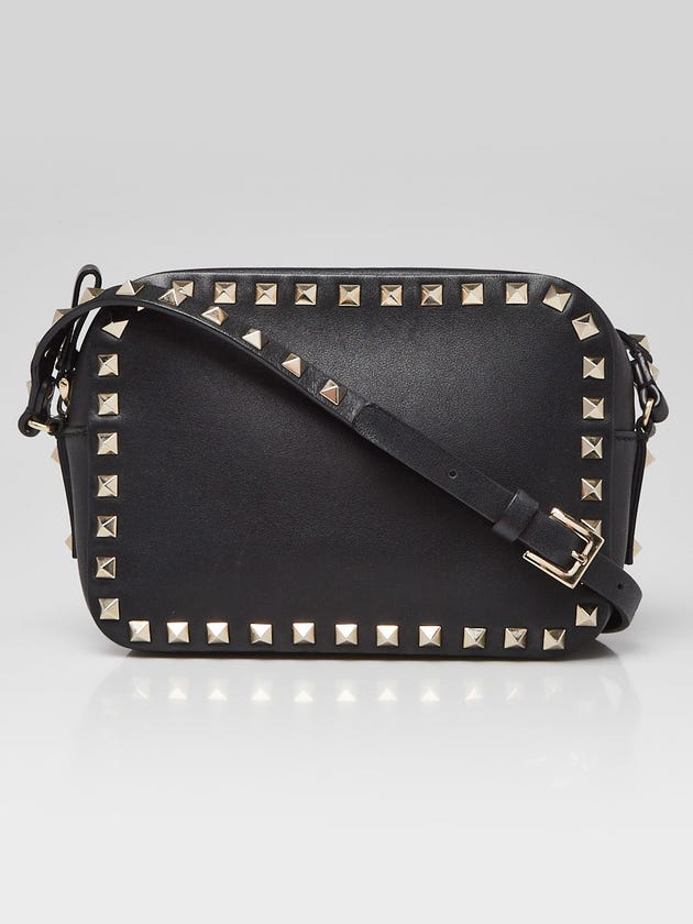 Valentino Black Smooth Leather Rockstud Camera Bag