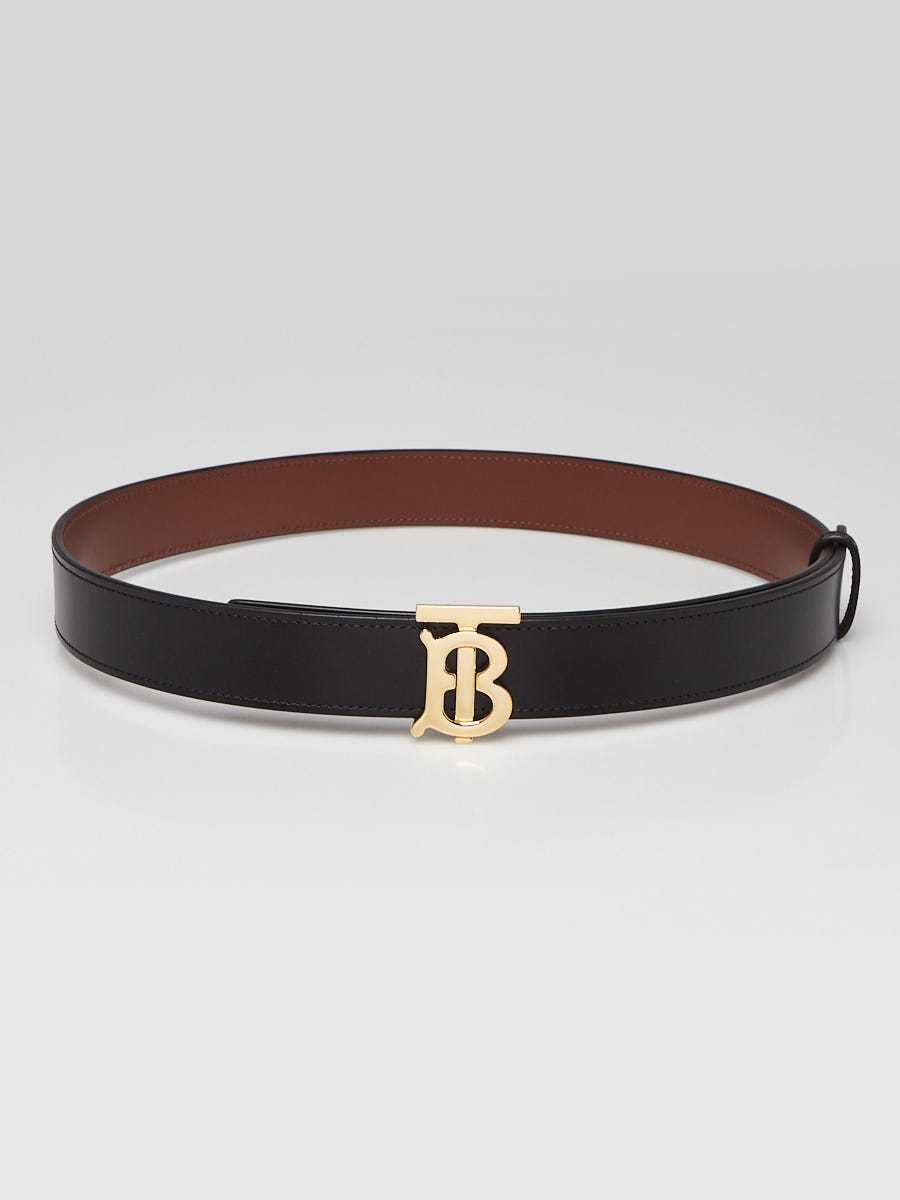 Burberry 30mm Black/Brown Smooth Leather Reversible TB Belt  display picture 1