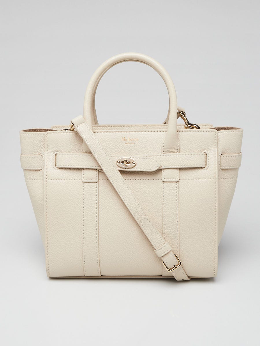 Mulberry Chalk Classic Grain Leather Mini Zipped Bayswater