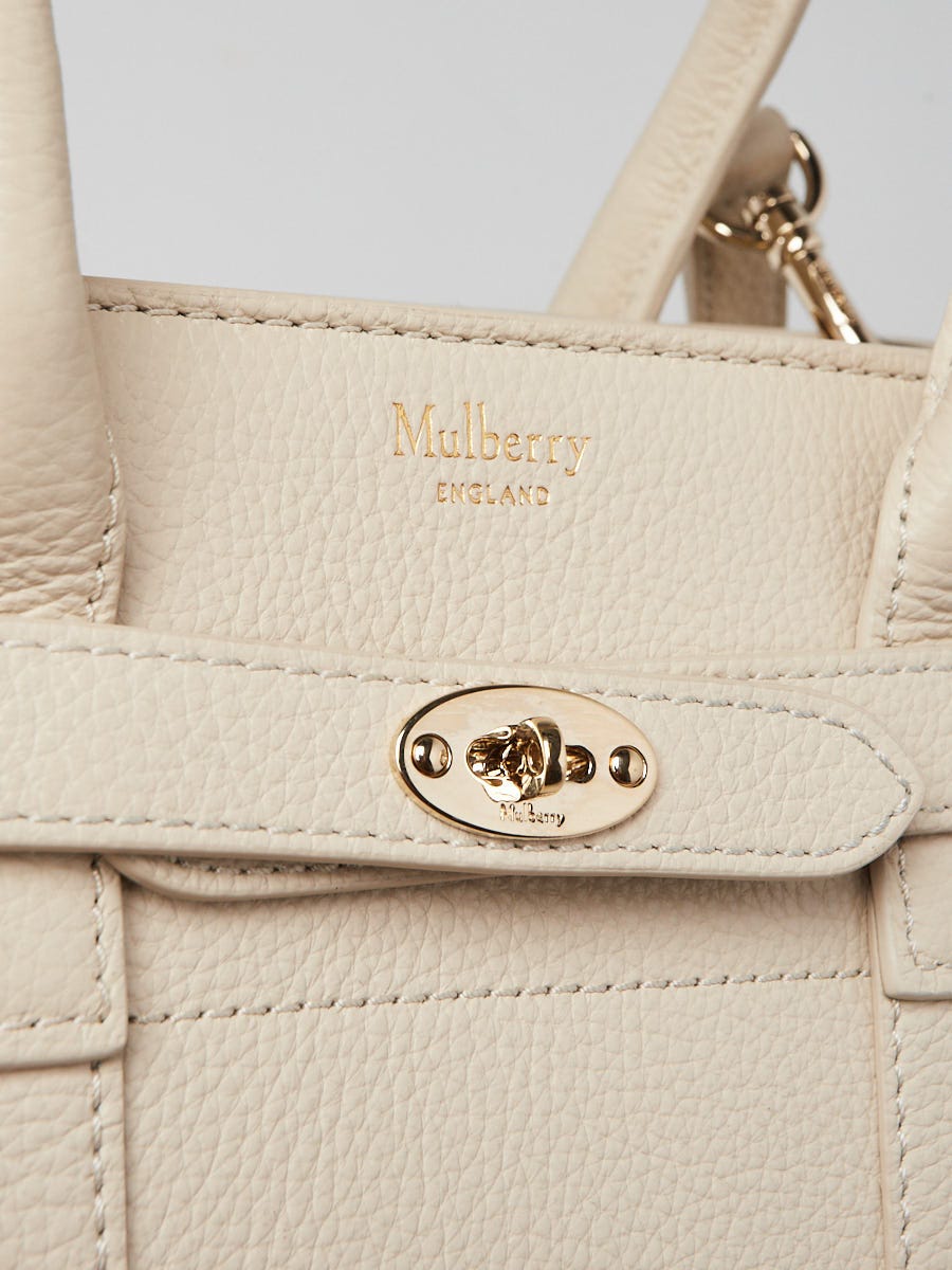 Mulberry Chalk Classic Grain Leather Mini Zipped Bayswater Tote