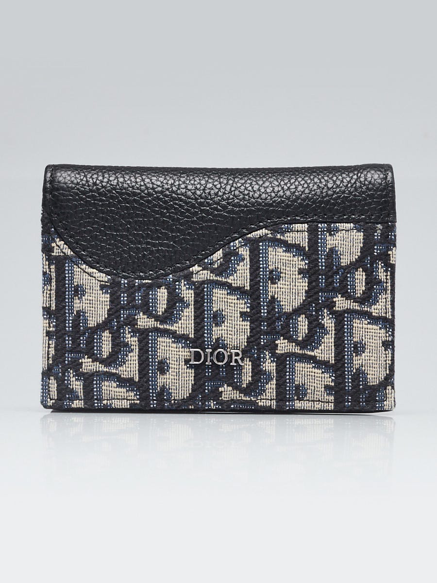 Christian Dior Blue Oblique Canvas/Leather Business Card Holder