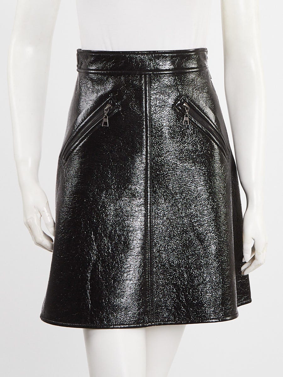 Louis Vuitton Black Shiny Cotton Mini Skirt Size 0/34