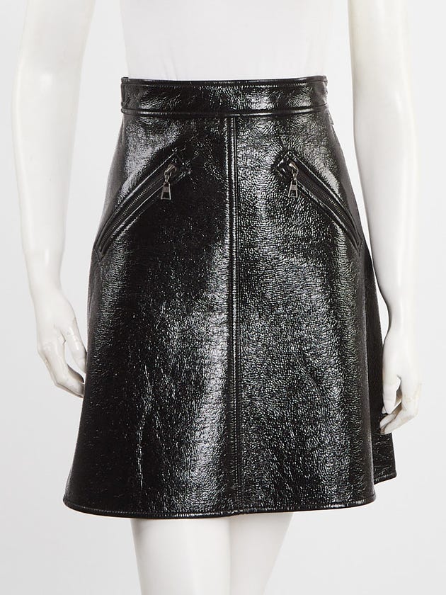 Louis Vuitton Black Shiny Cotton Mini Skirt Size 0/34