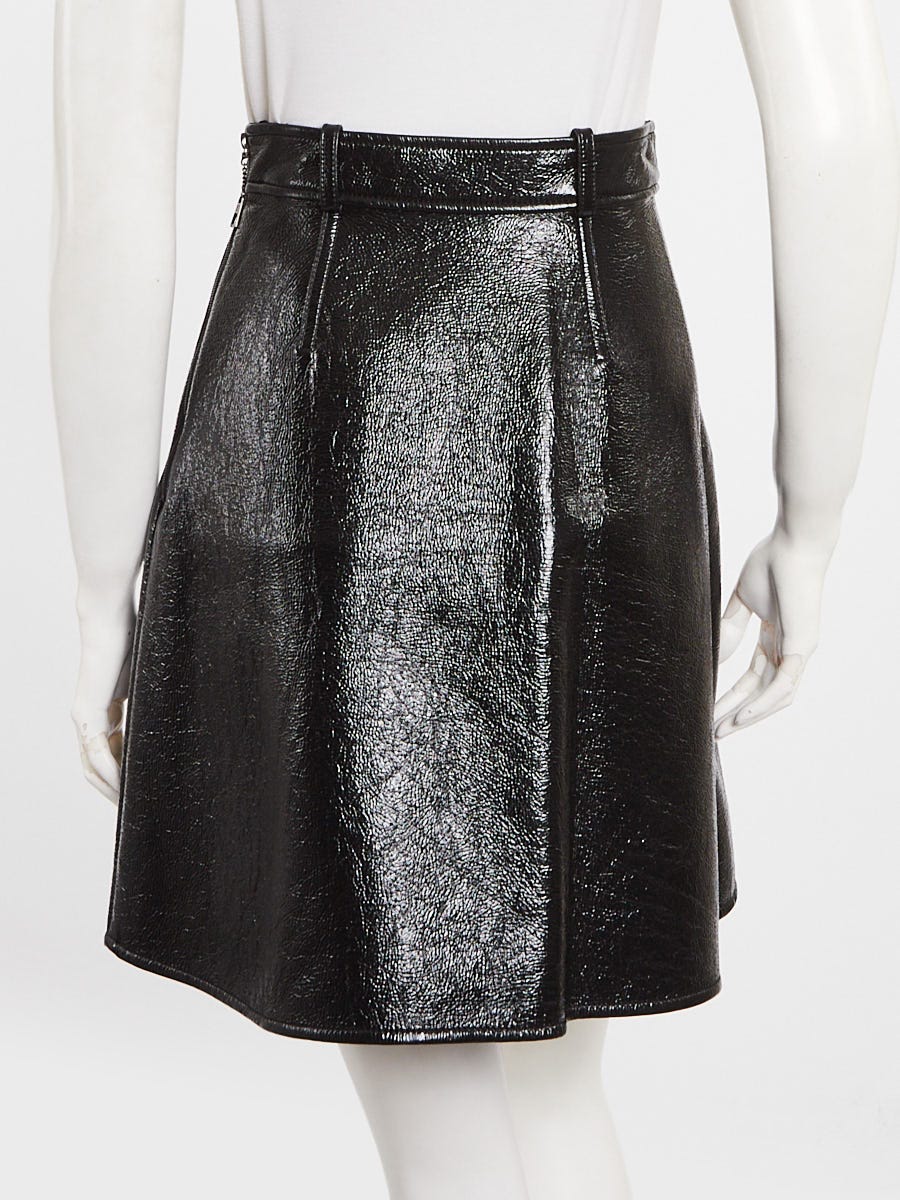 Louis Vuitton Black Shiny Cotton Mini Skirt Size 0/34