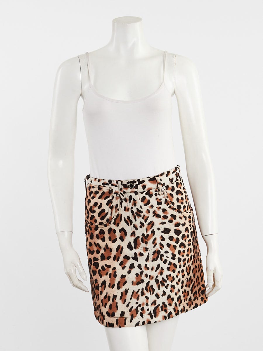 Louis Vuitton Leopard Printed Cotton Mini Skirt Size 2/34