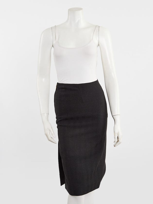 Louis Vuitton Dark Grey Wool Pencil Skirt Size 2/34