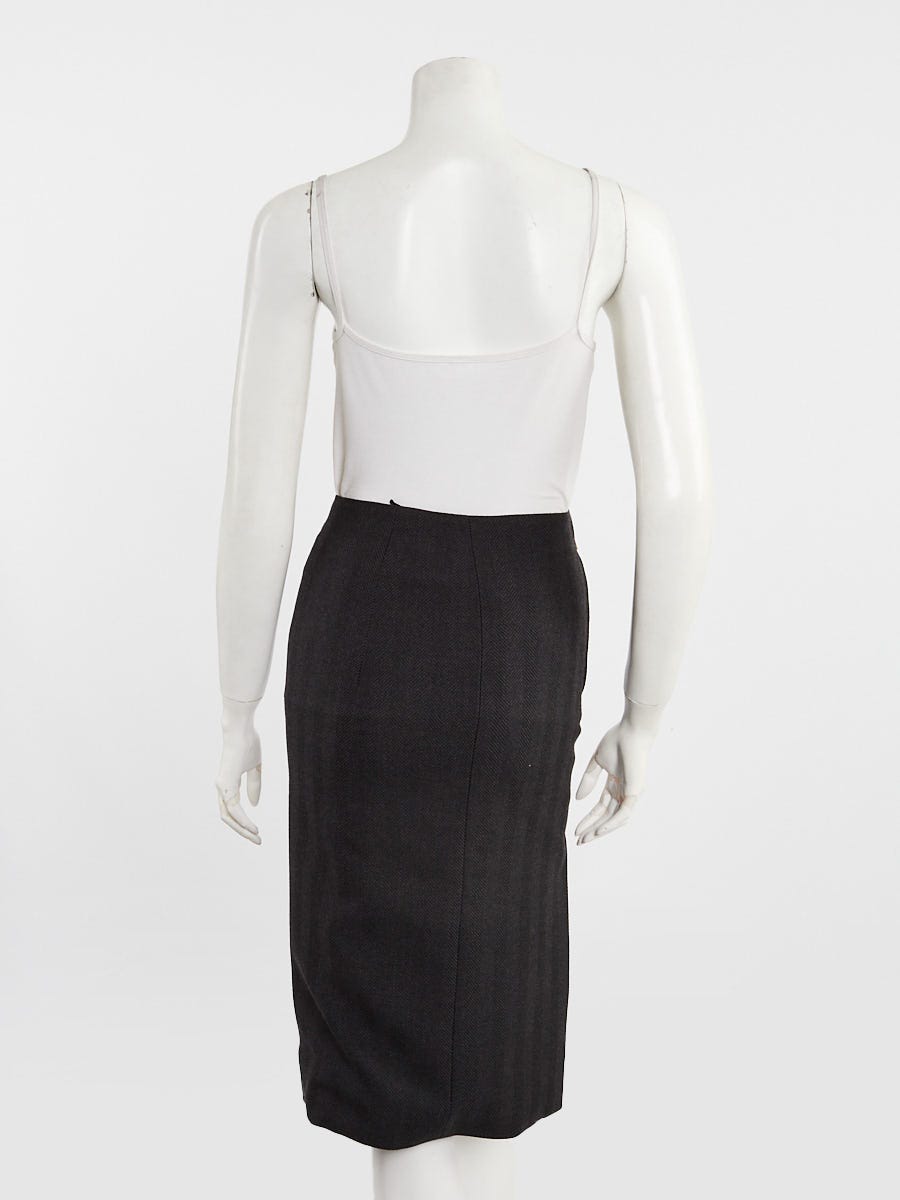 Louis Vuitton Dark Grey Wool Pencil Skirt Size 2/34 