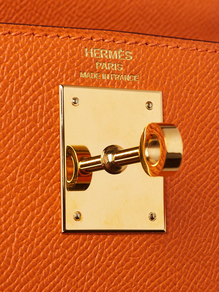 HERMÈS SELIER フリスビー オレンジ Hermès 25cm Kelly Sellier Orange Epsom Leather Gold Hardware