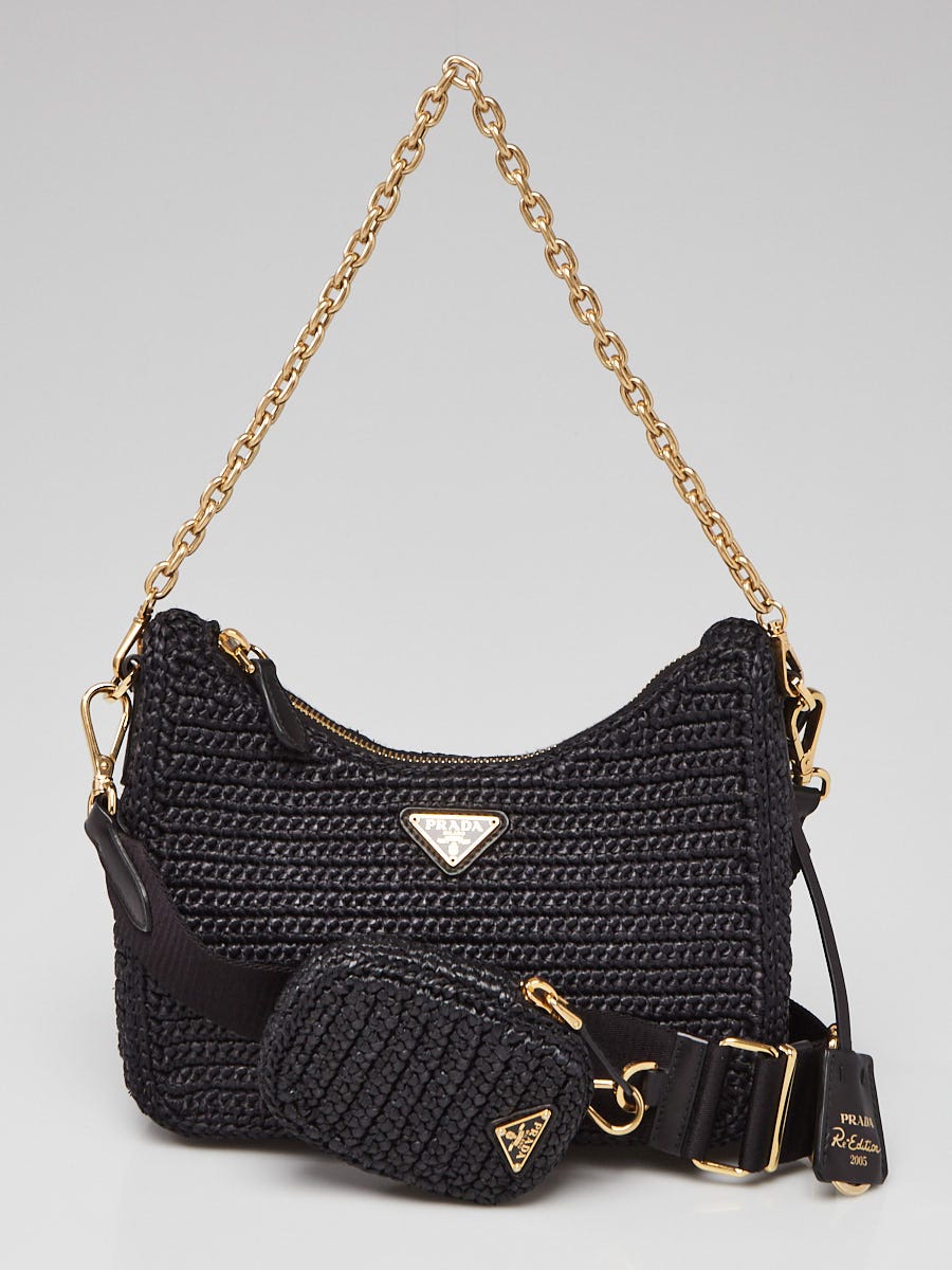 Prada Black Raffia Re-Edition 2005 Crochet 2005 Re-Edition