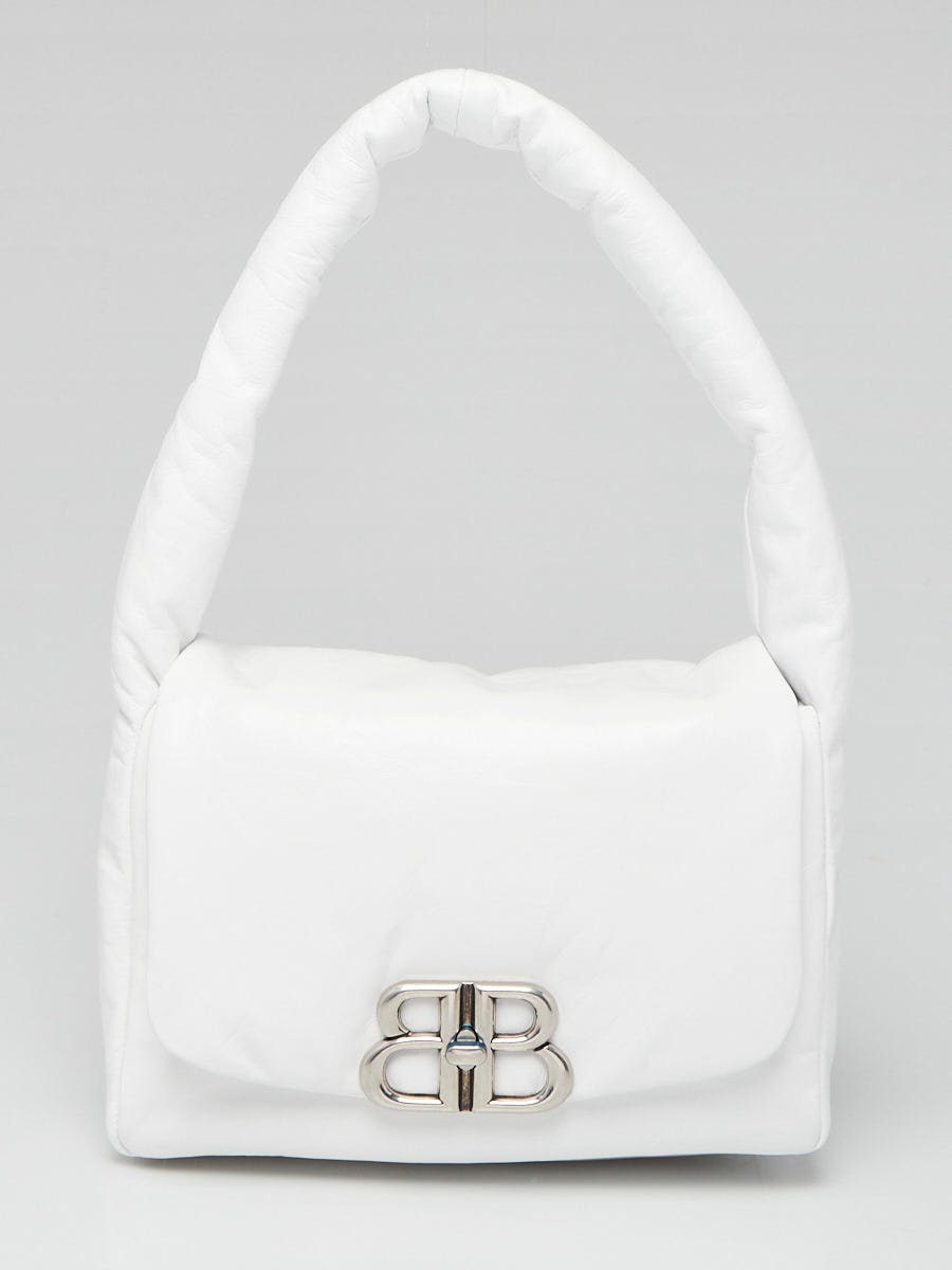 Balenciaga White Padded Leather Monaco Small Shoulder Bag