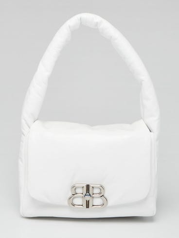 Balenciaga White Padded Leather Monaco Small Shoulder Bag