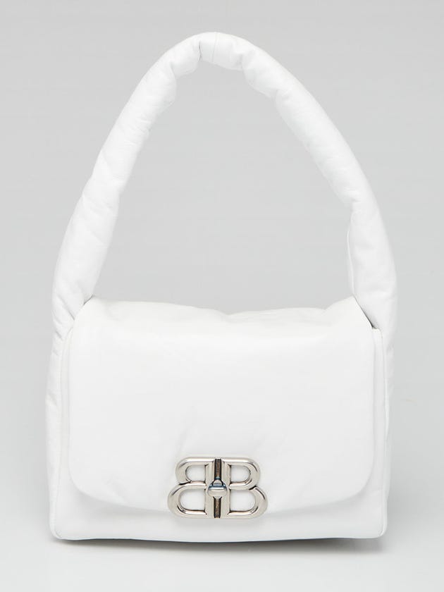Balenciaga White Padded Leather Monaco Small Shoulder Bag