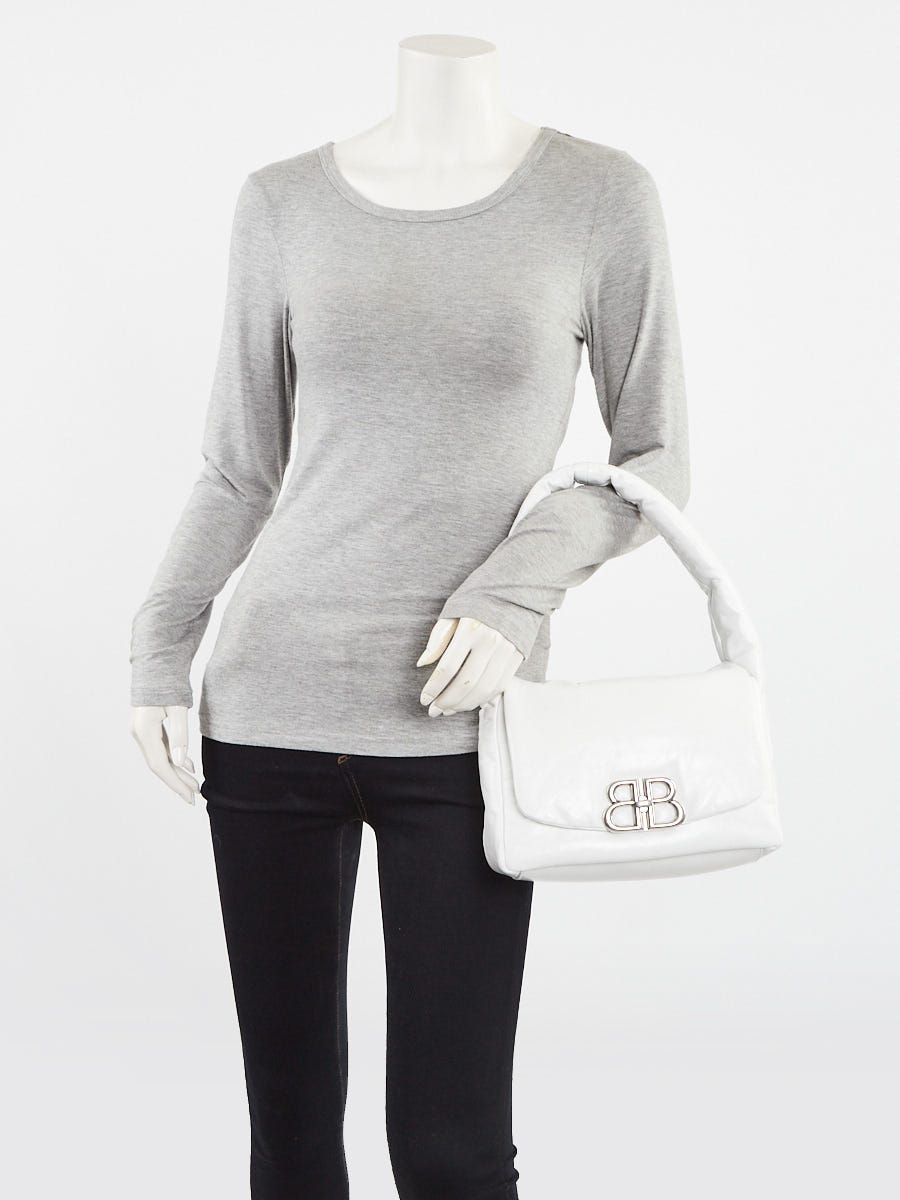 Balenciaga White Padded Leather Monaco Small Shoulder Bag