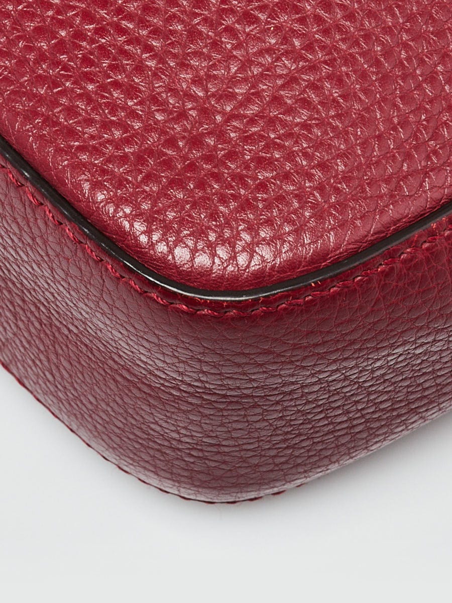 Gucci Burgundy Pebbled Leather Soho Disco Studded Shoulder Bag