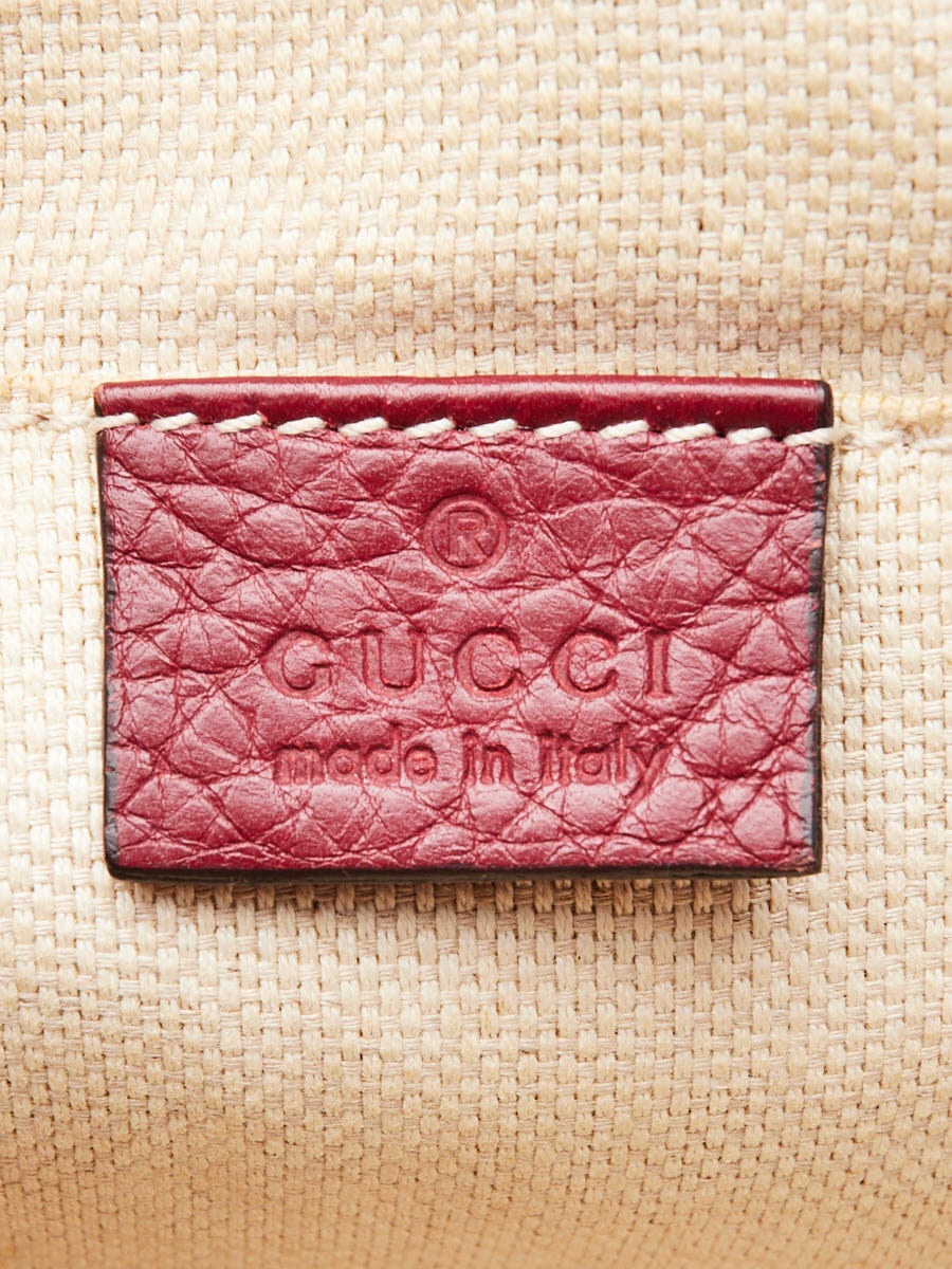 Gucci Burgundy Pebbled Leather Soho Disco Studded Shoulder Bag