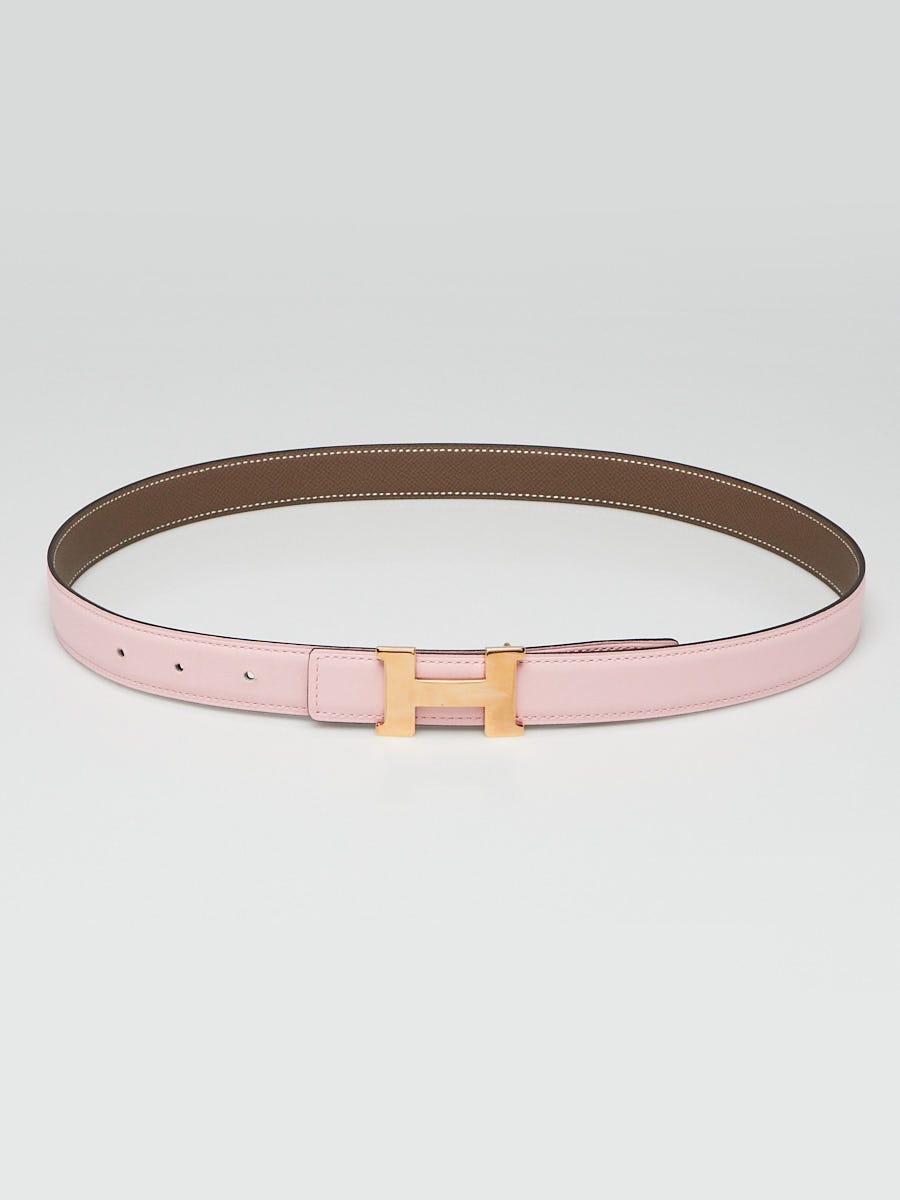 Hermes 24mm Rose Sakura Swift Leather/Etoupe Epsom Leather Brushed