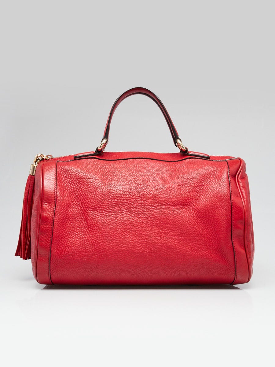 Gucci Red Pebbled Leather Soho Boston Bag | Yoogi's Closet