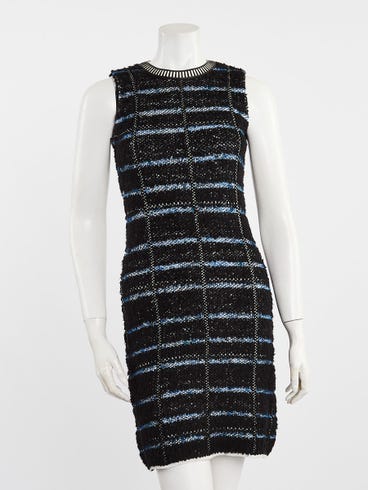 Louis Vuitton Black/Blue Stretch Fabric Sleeveless Dress Size XS