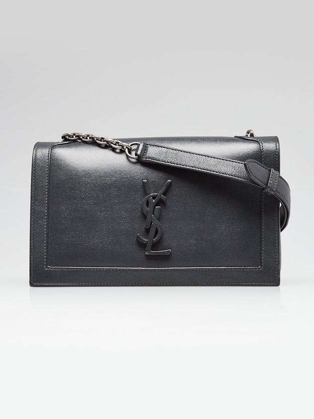 Yves Saint Laurent Dark Smog Calfskin Leather Monogram Book Bag