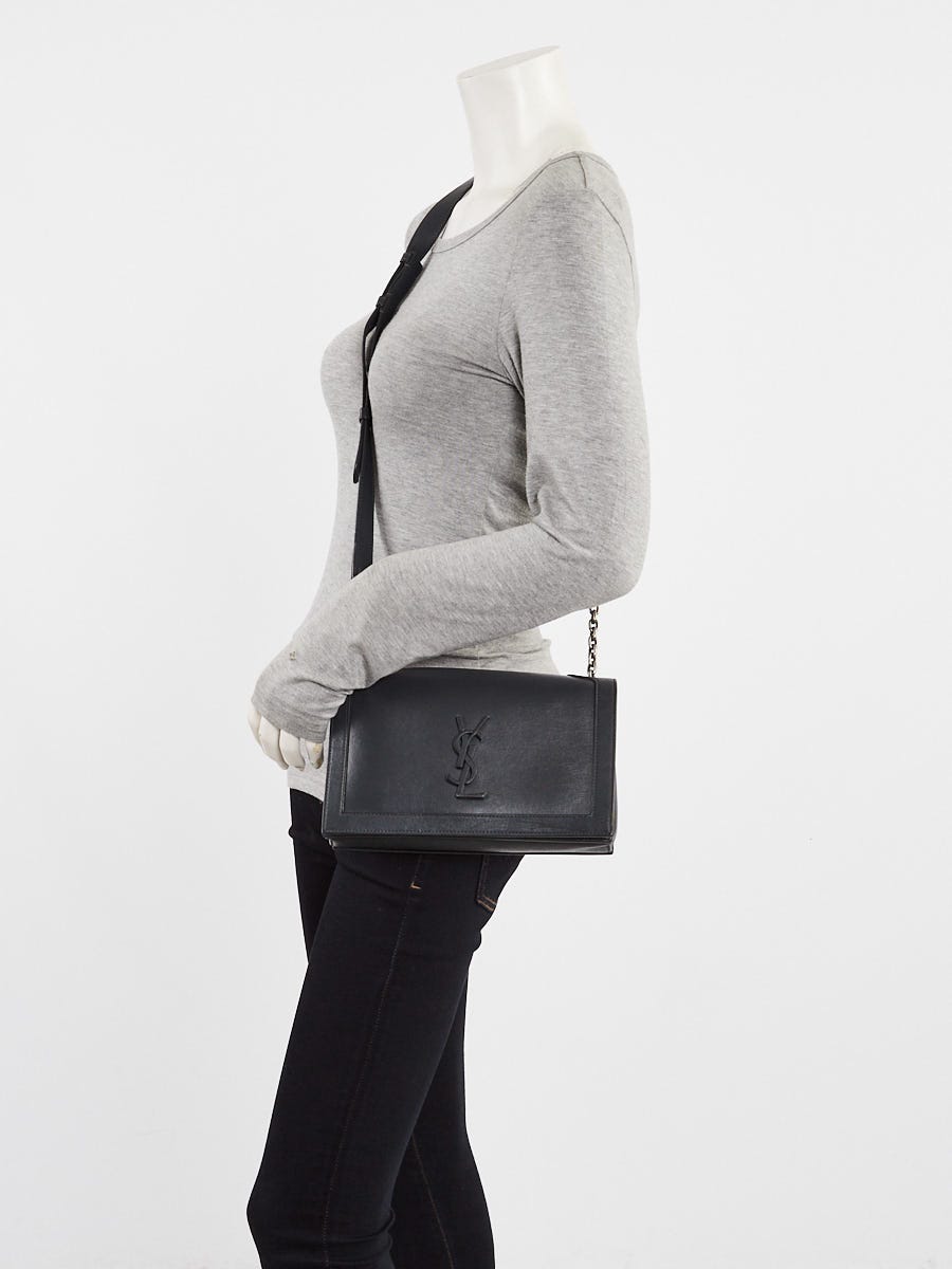 Yves Saint Laurent Dark Smog Calfskin Leather Monogram Book Bag