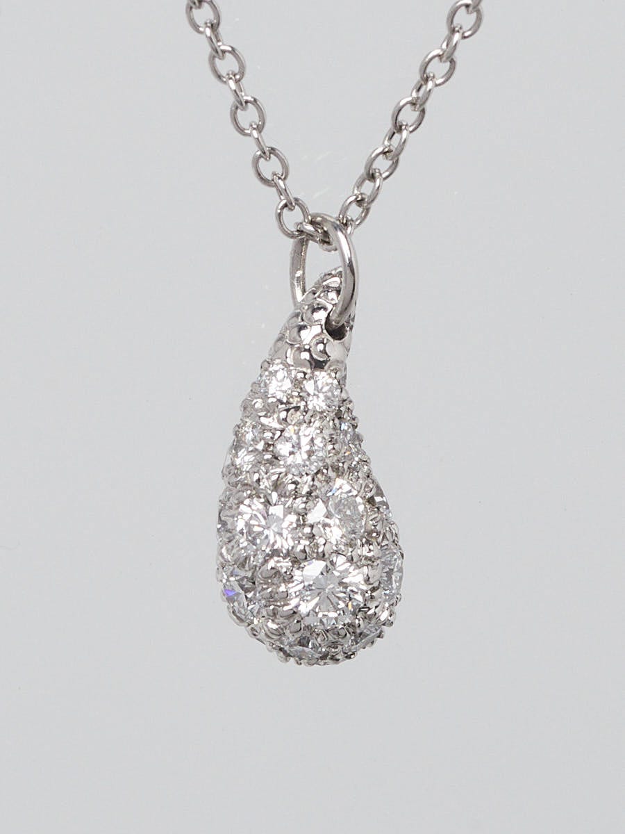 Tiffany 
Co. Platinum and Diamond Elsa Peretti Teardrop Pendant Necklace