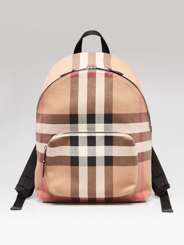 burberry leather backpack purse This elegant item features a soft Burberry Check Trim Backpack