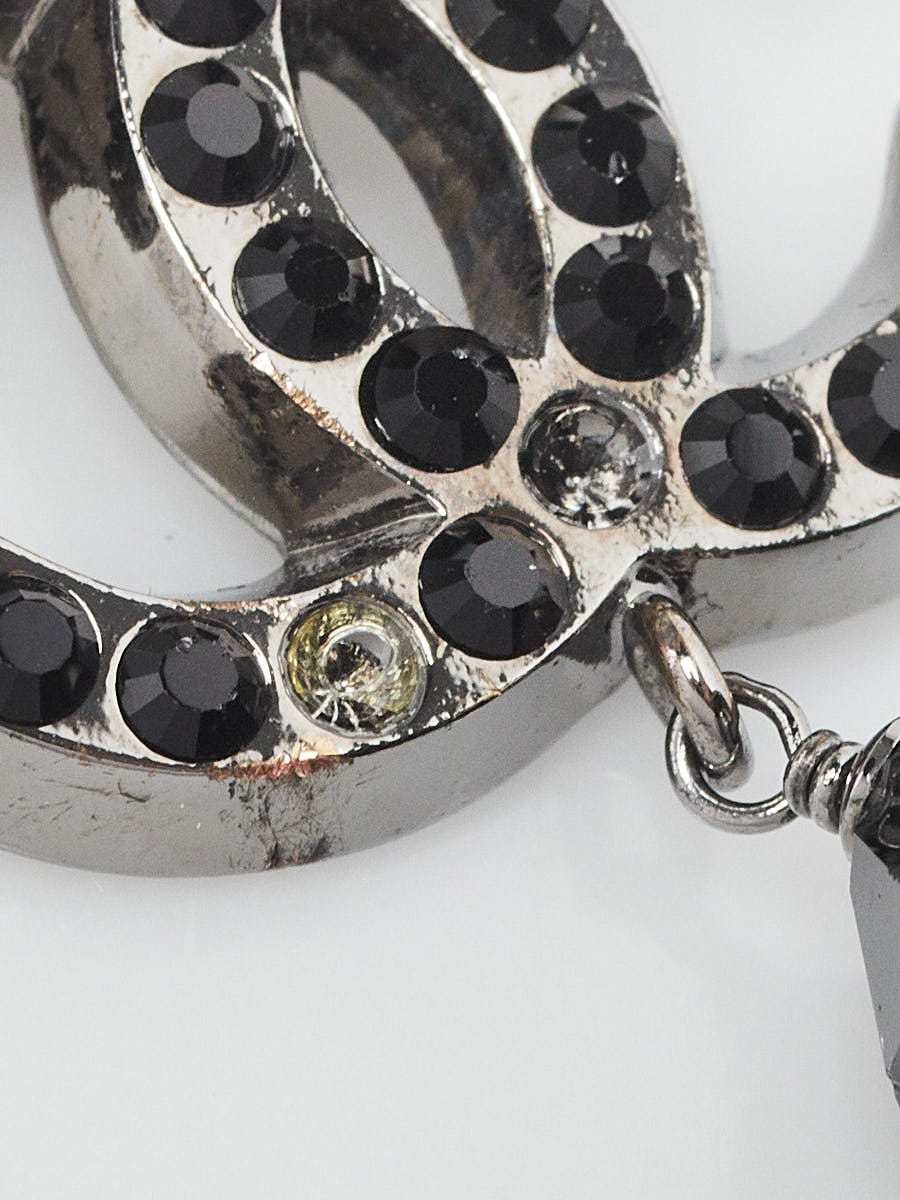 Chanel Black Crystal CC Brooch