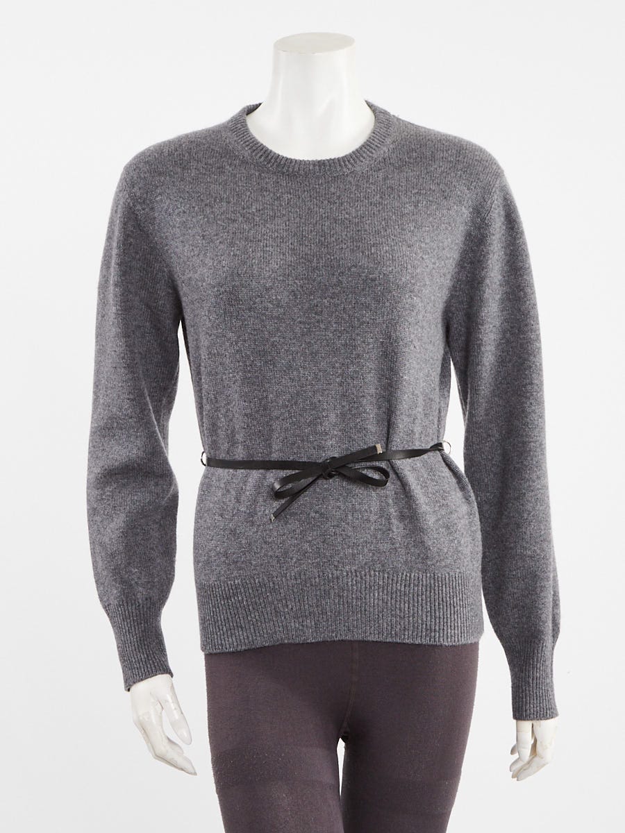 Louis Vuitton Grey Cashmere Belted Sweater Size S