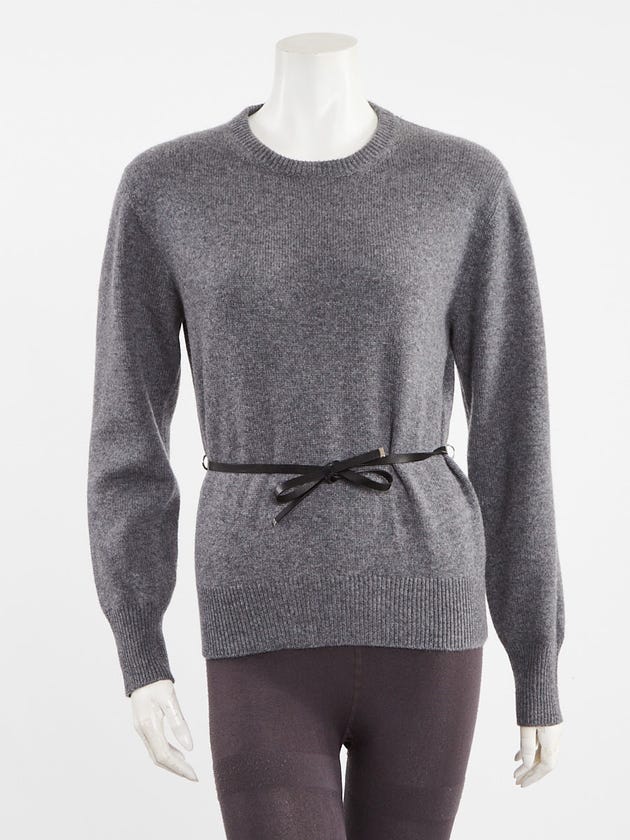 Louis Vuitton Grey Cashmere Belted Sweater Size S