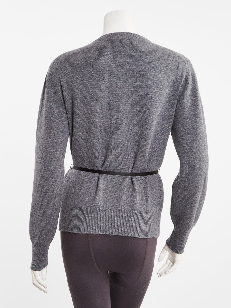 Louis Vuitton Grey Cashmere Belted Sweater Size S