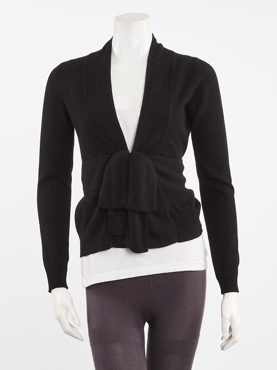 Louis Vuitton Black Cashmere Cardigan Tie Waist Sweater Size XS