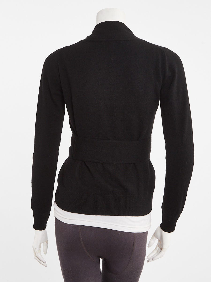 Louis Vuitton Black Cashmere Cardigan Tie Waist Sweater Size XS