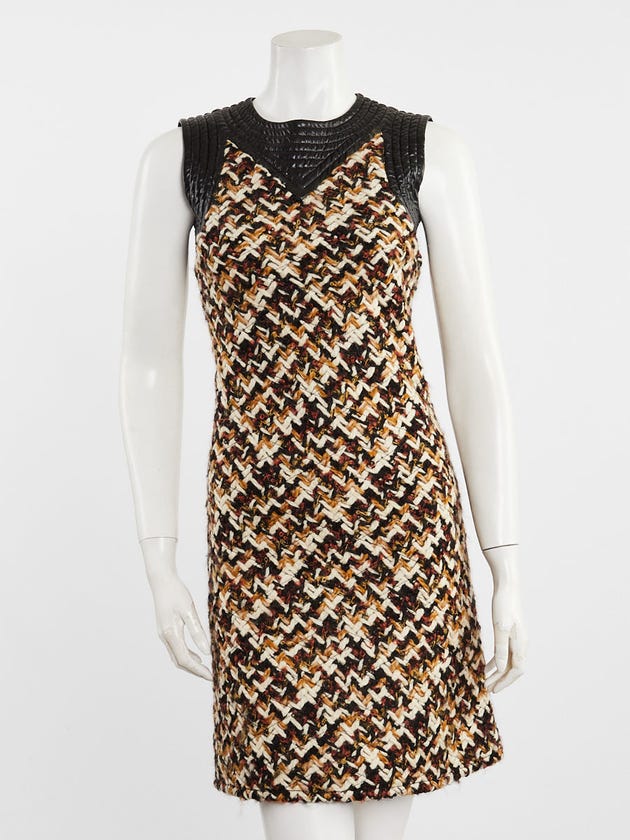Louis Vuitton Brown and Black Knitted Wool Sleeveless Mini Dress Size 2/34