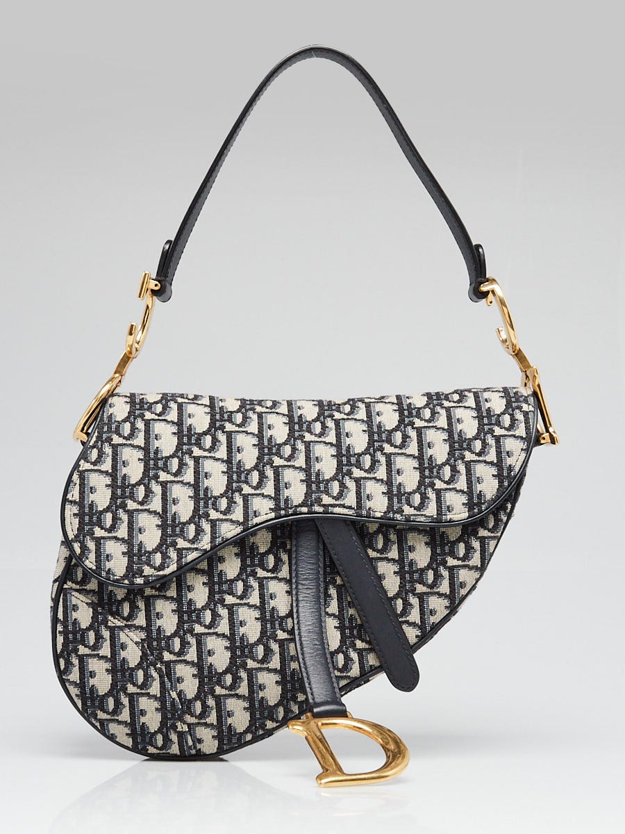 Christian Dior Blue Oblique Canvas Dior Saddle Bag | Yoogi's Closet