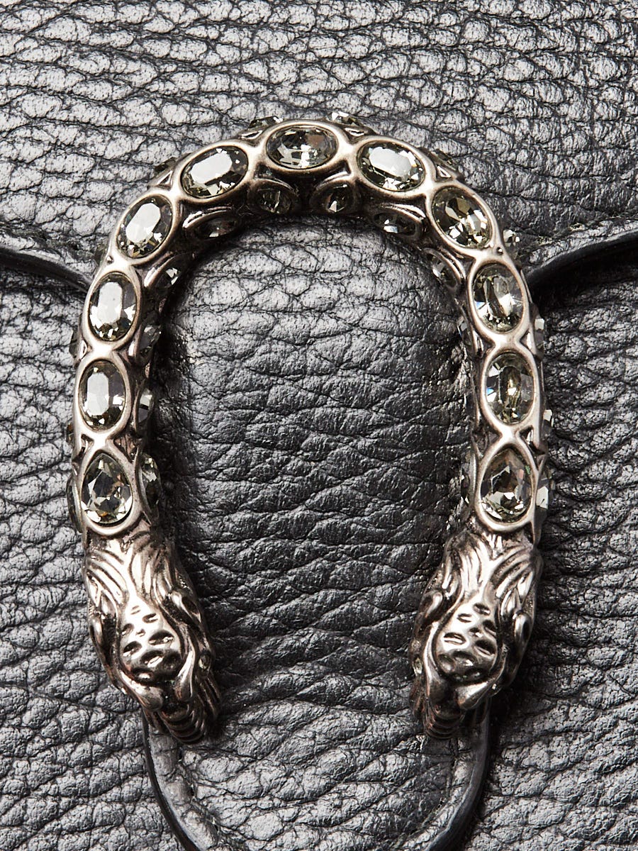 Gucci Black Pebbled Leather Dionysus Mini Wallet on Chain Bag