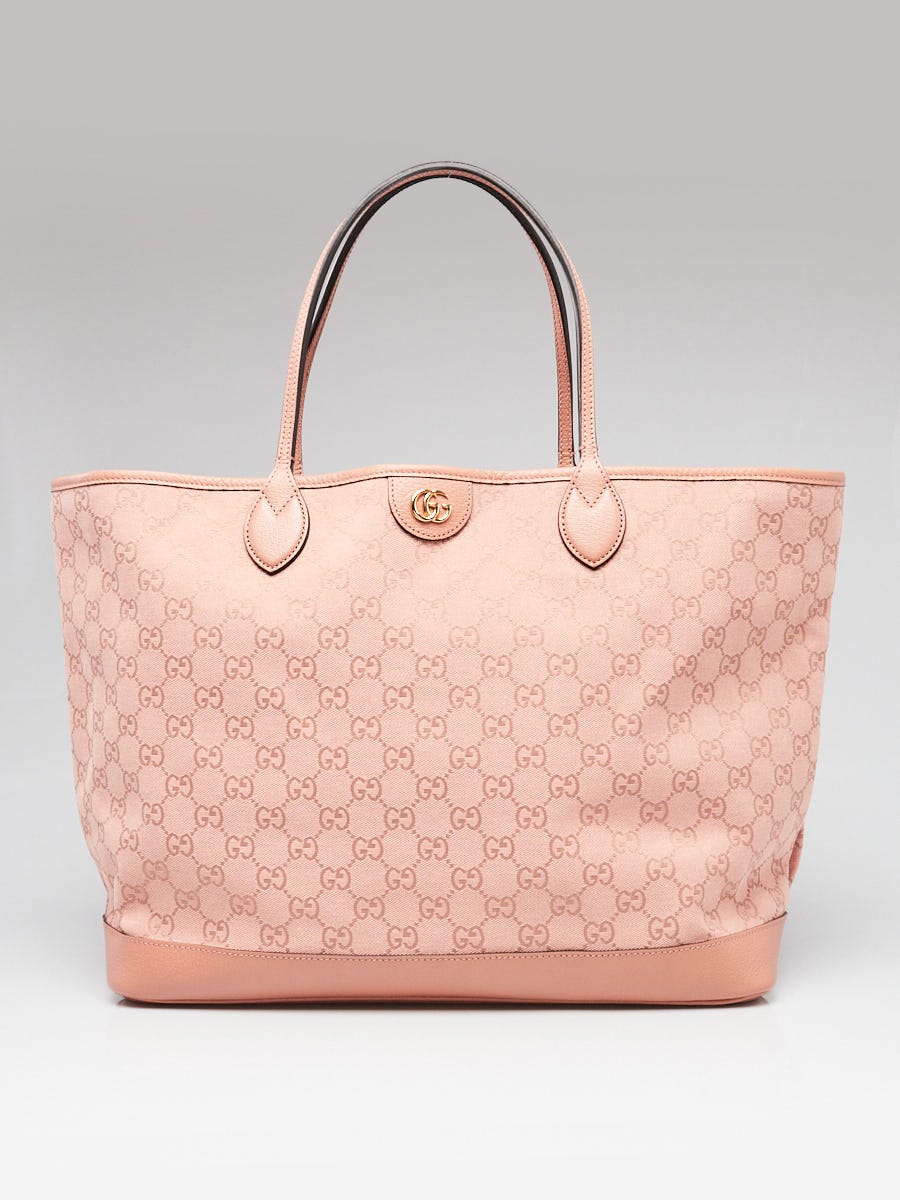 バッグ Gucci GG Canvas Leather Tote Bag Pink Gucci Pink GG Canvas/Leather Large Ophidia Tote Bag | Yoogi's Closet