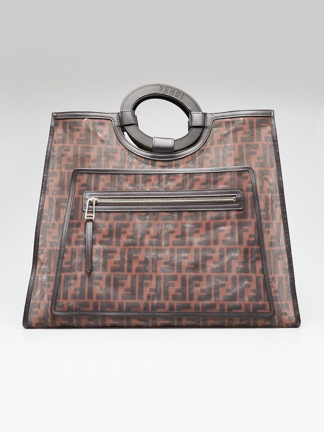 Fendi Marrone/Ebano Mesh Monogram FF Runaway 1974 Large Shopper Tote Bag -8BH351