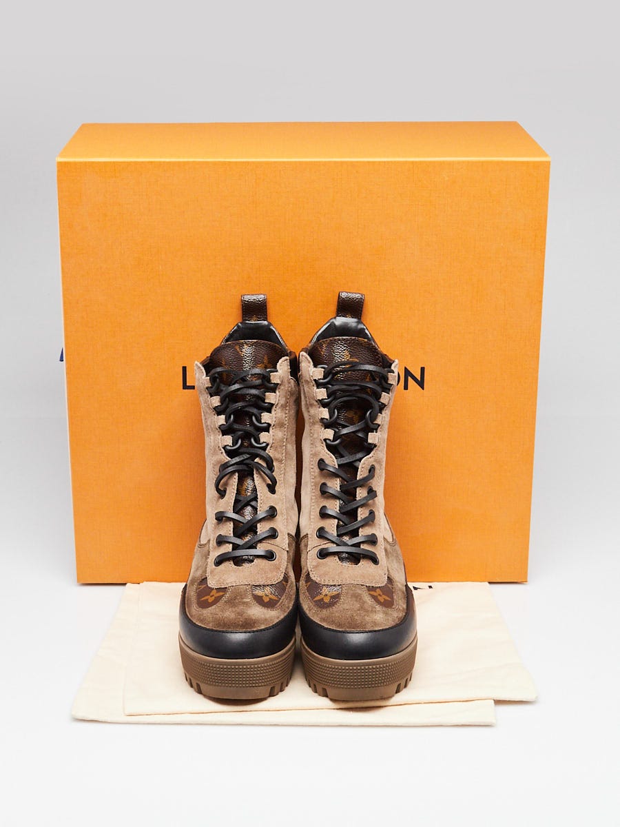 Louis Vuitton Green Suede and Monogram Canvas Platform Laureate