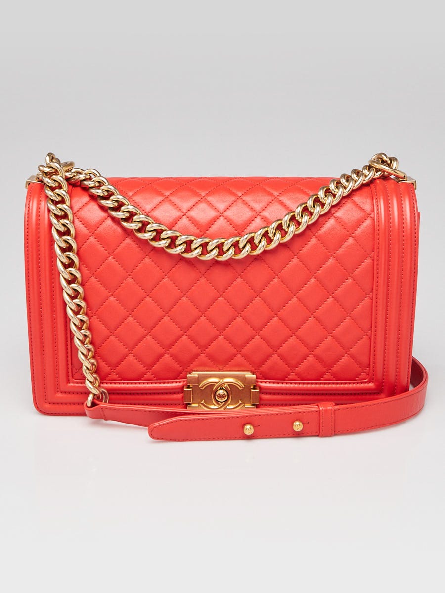 Chanel Red Quilted Calfskin Leather New Medium Boy Bag