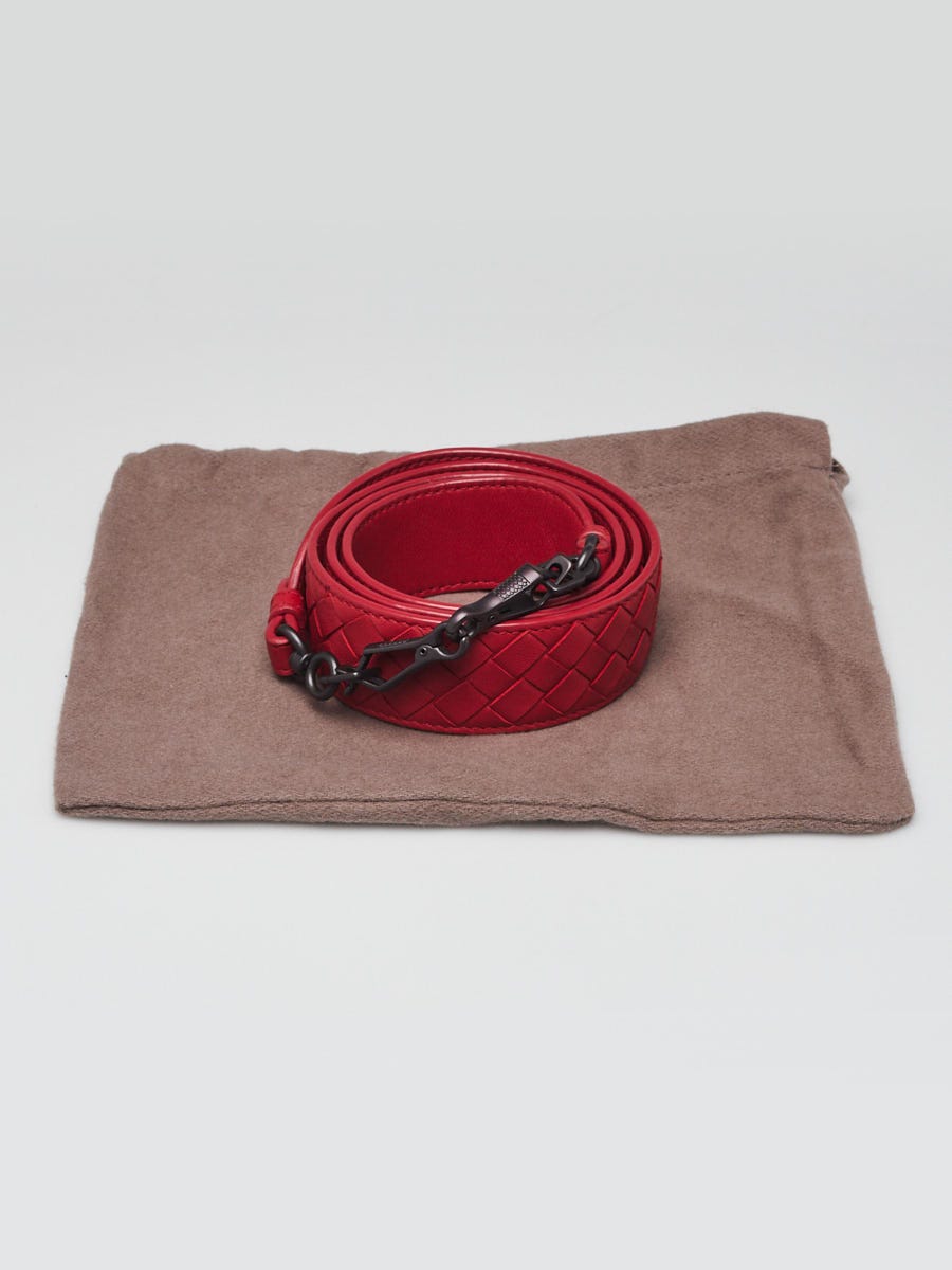 Bottega Veneta Red Intrecciato Woven Leather Bag Strap