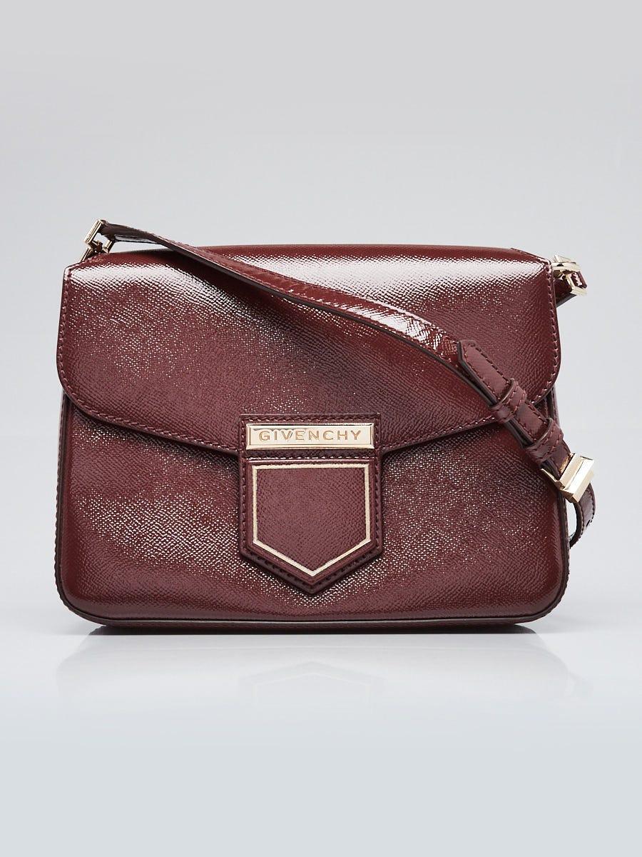 Givenchy Burgundy Patent Calfskin Leather Nobile Flap Bag 