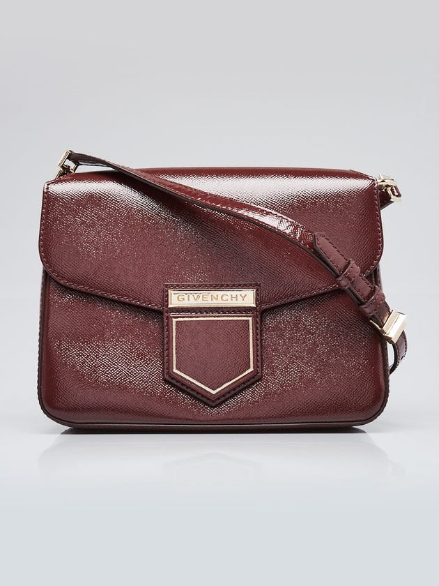 Givenchy Burgundy Patent Calfskin Leather Nobile Flap Bag