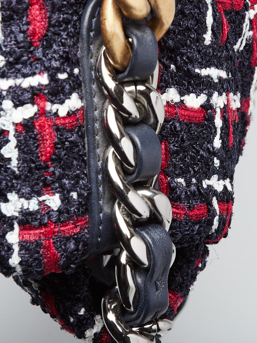 Chanel Navy Blue/Red Tweed Chanel 19 Large Flap Bag | Yoogi's Closet