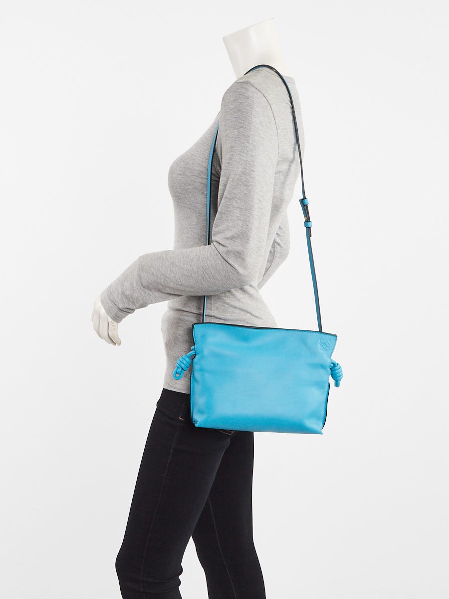 Loewe Cyan Nappa Calfskin Leather Mini Flamenco Clutch Bag