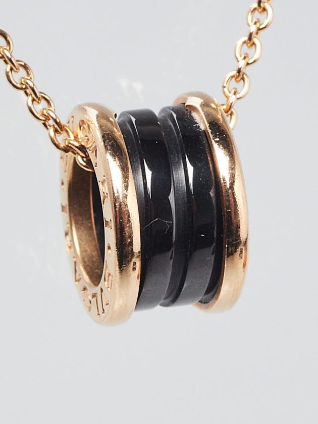 Bvlgari 18k Pink Gold and Black Ceramic B.Zero1 Pendant Necklace