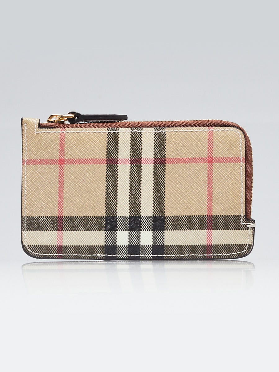 Burberry Brown/Beige Leather/Coated Canvas Vintage Check Zip