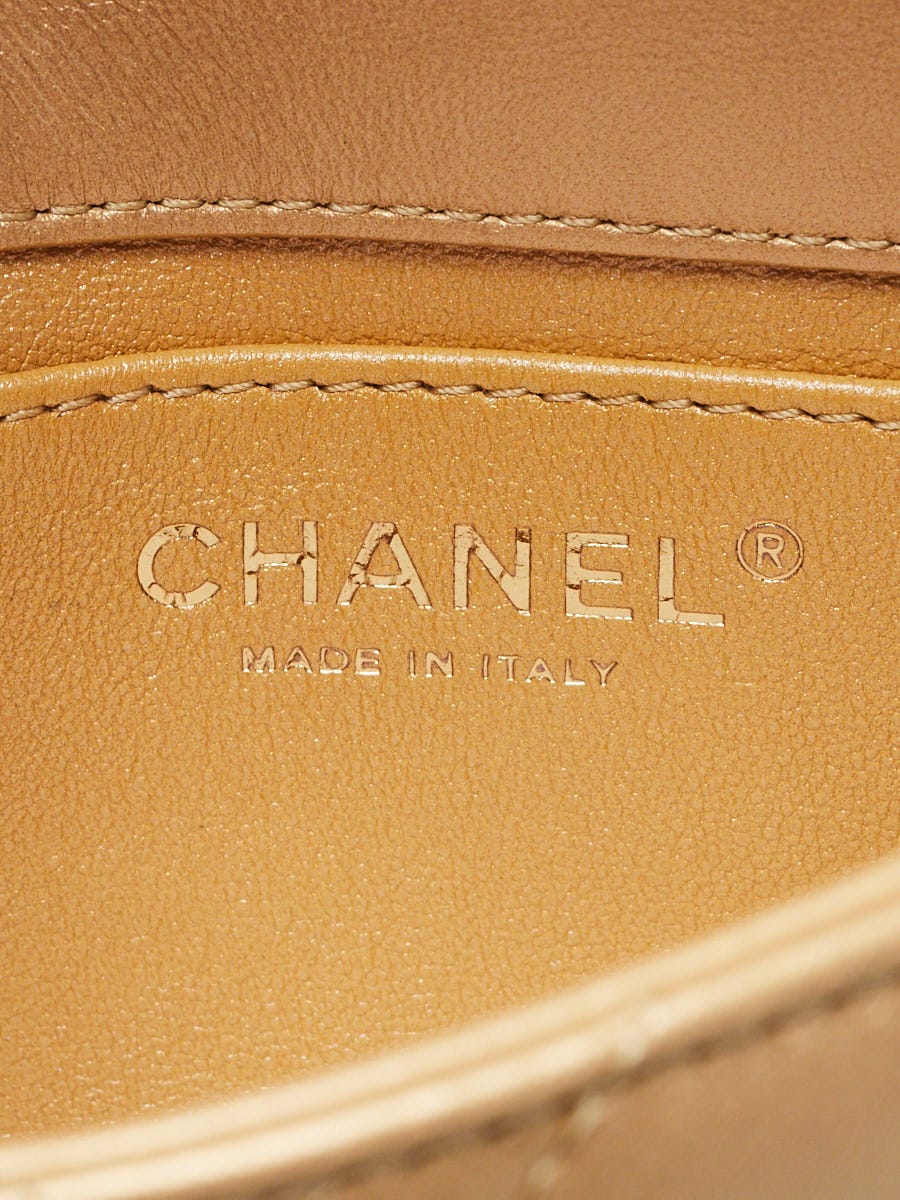 Chanel Gold Quilted Lambskin Leather Resin Top Handle Flap Phone